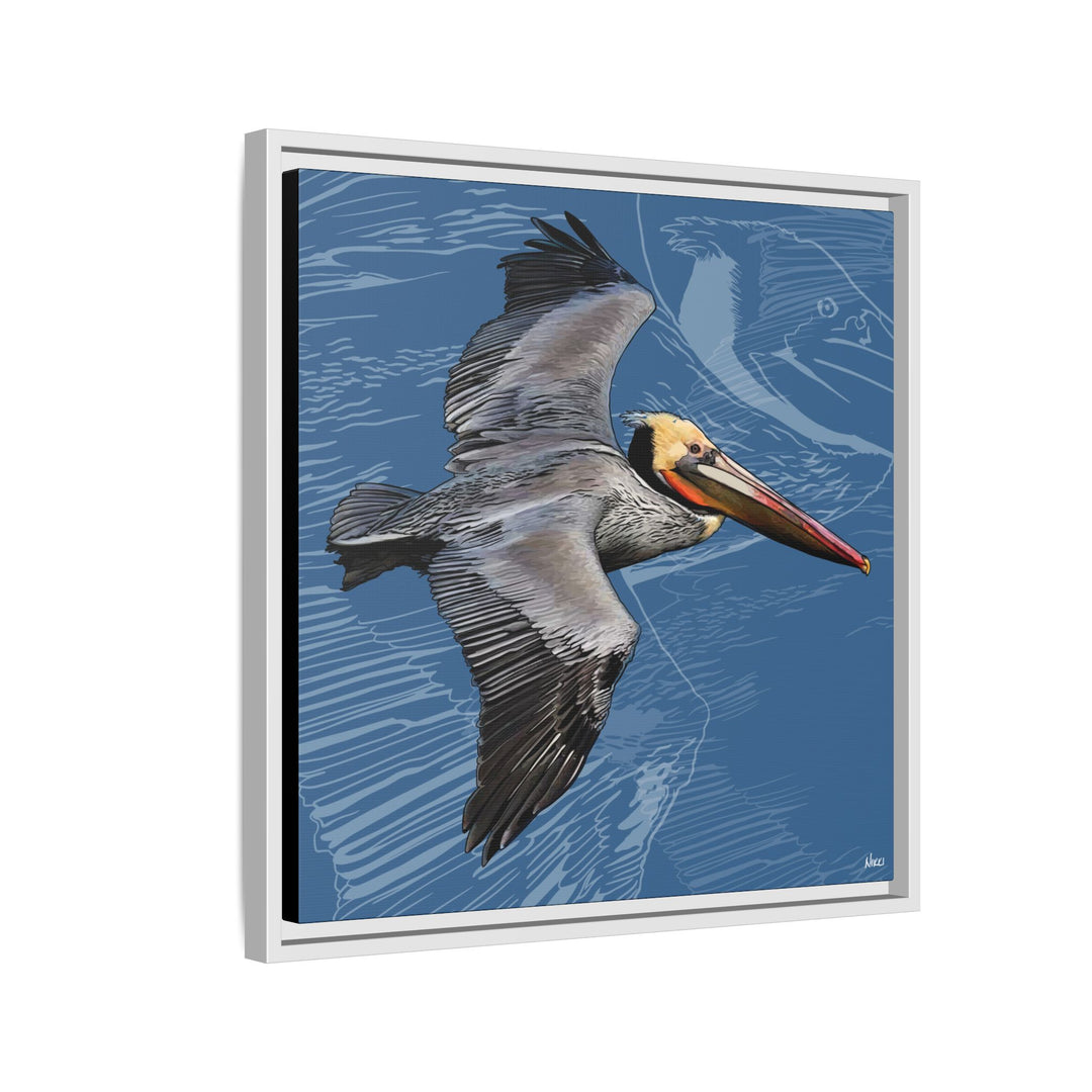 Brown Pelican: Louisiana State Bird  —  Framed Canvas Print