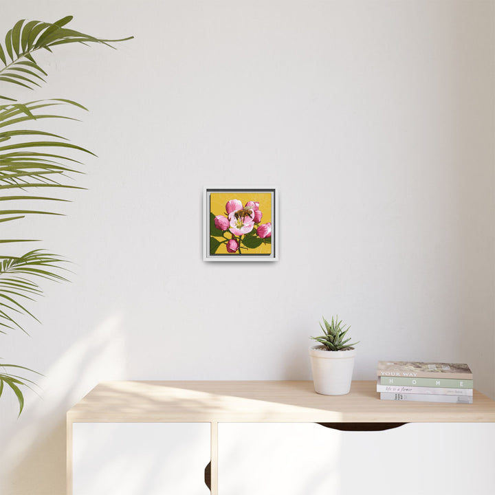 Apple Blossom & Honeybee Framed Canvas — Arkansas State Flower Wall Art