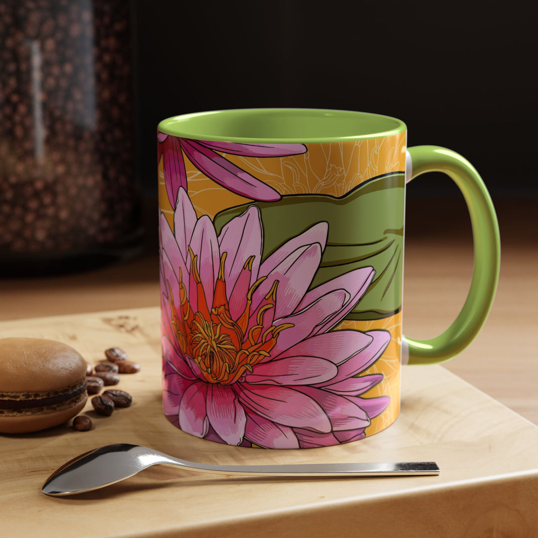 Pink Water Lily Ceramic Coffee Mug – July Birth Month Flower
