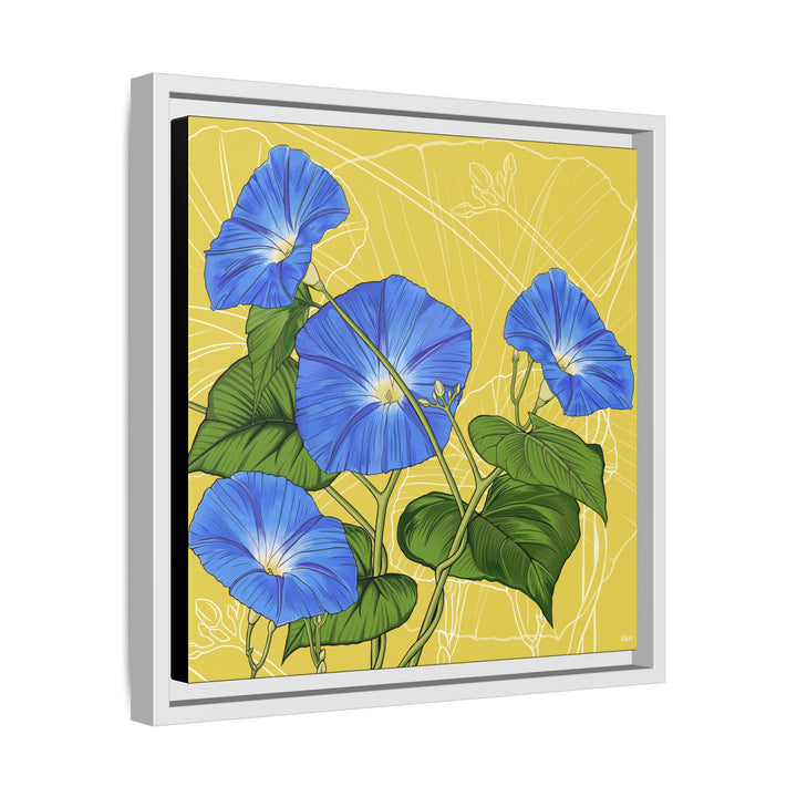 Blue Morning Glory: September Birth Month Flower — Framed Canvas Print Wall Art