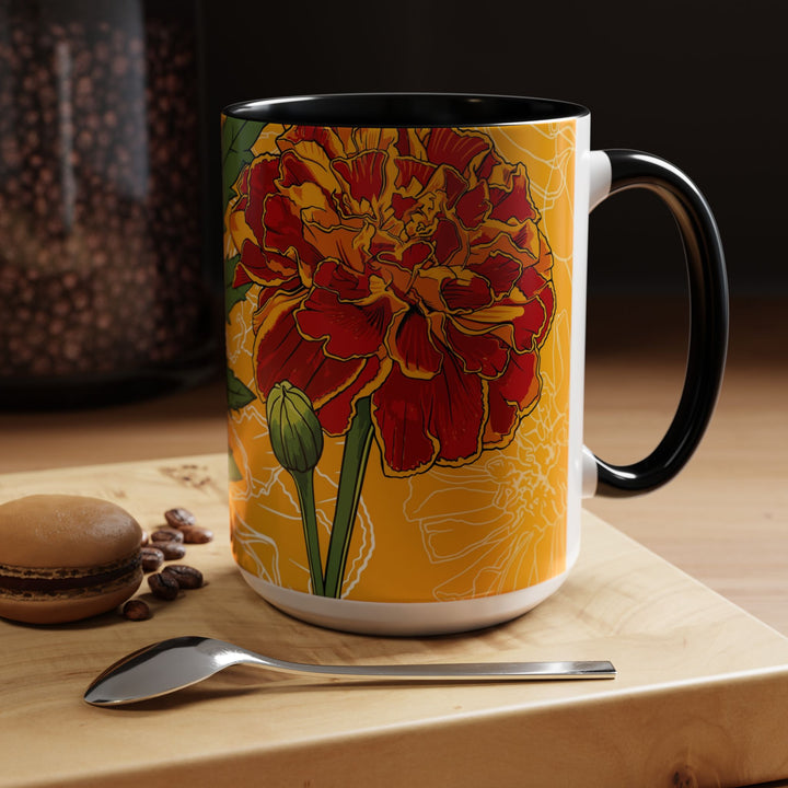 Marigold Ceramic Coffee Mug — October Birth Month Flower