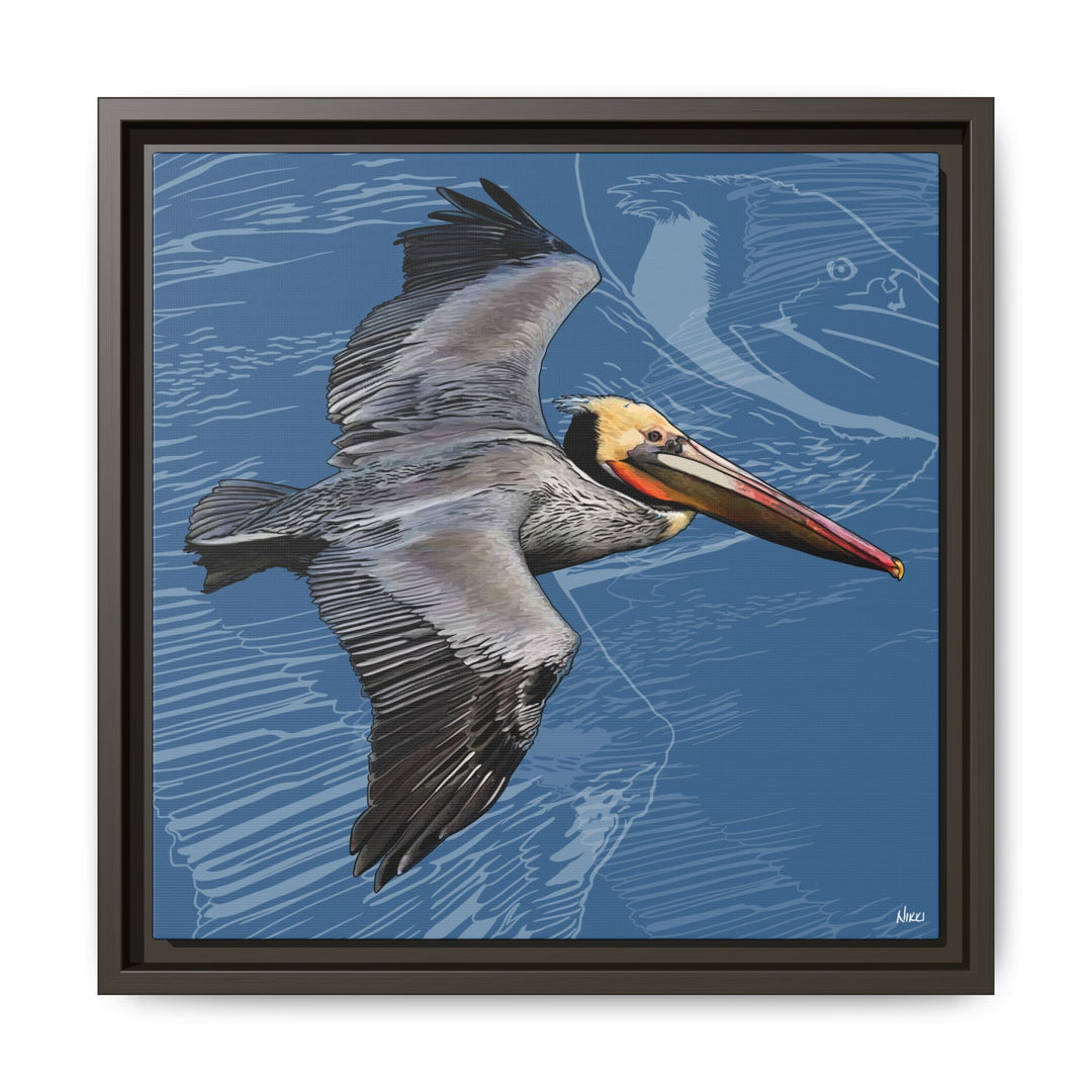 Brown Pelican: Louisiana State Bird  —  Framed Canvas Print