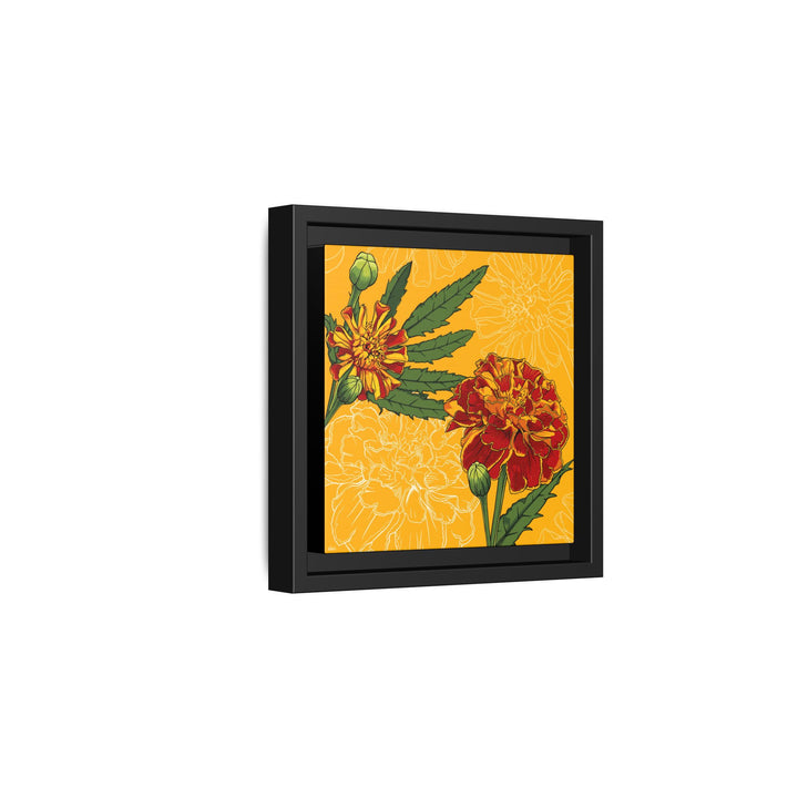Marigold: October Birth Month Flower — Framed Canvas Print Wall Art