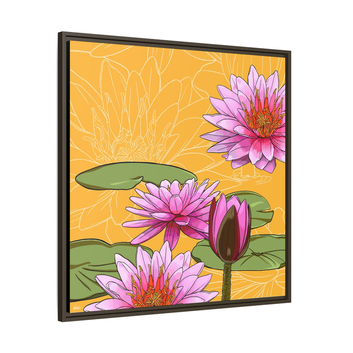Water Lily: July Birth Month Flower — Framed Canvas Print Wall Art