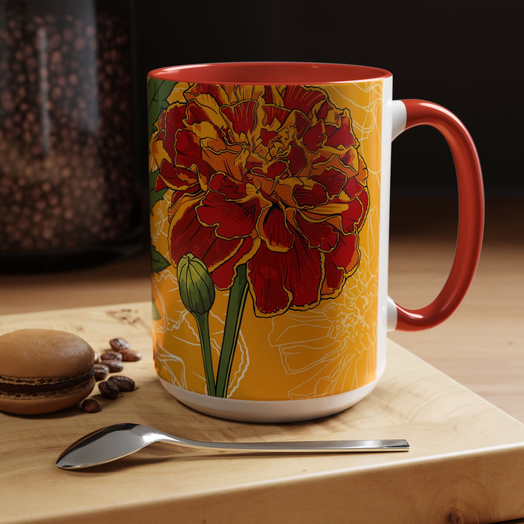 Marigold Ceramic Coffee Mug — October Birth Month Flower