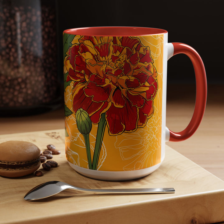 Marigold Ceramic Coffee Mug — October Birth Month Flower