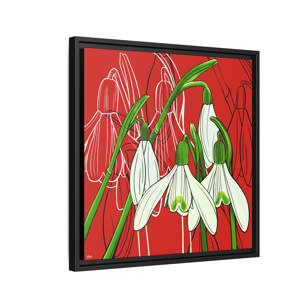 Snowdrop: January Birth Month Flower — Framed Canvas Print Wall Art