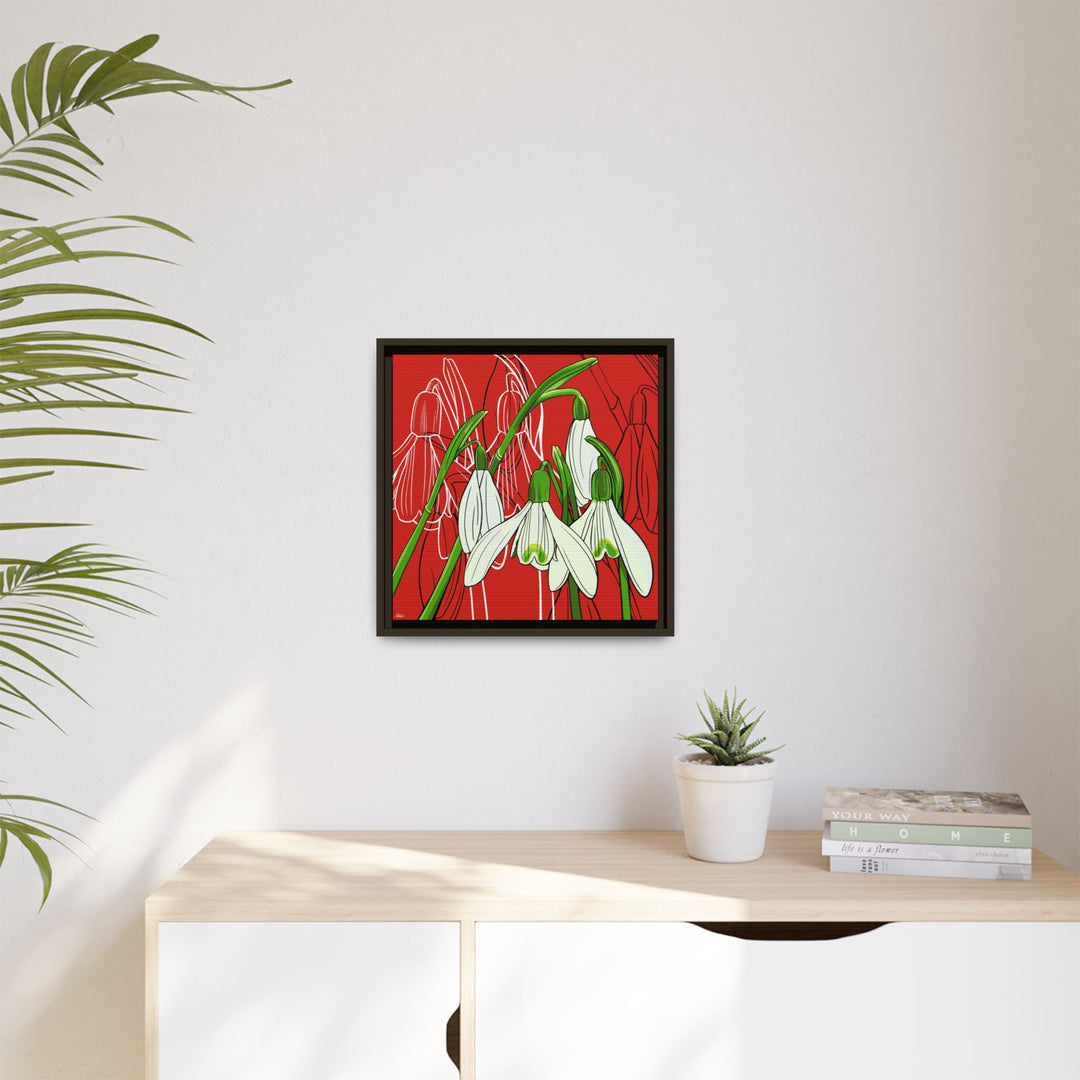 Snowdrop: January Birth Month Flower — Framed Canvas Print Wall Art