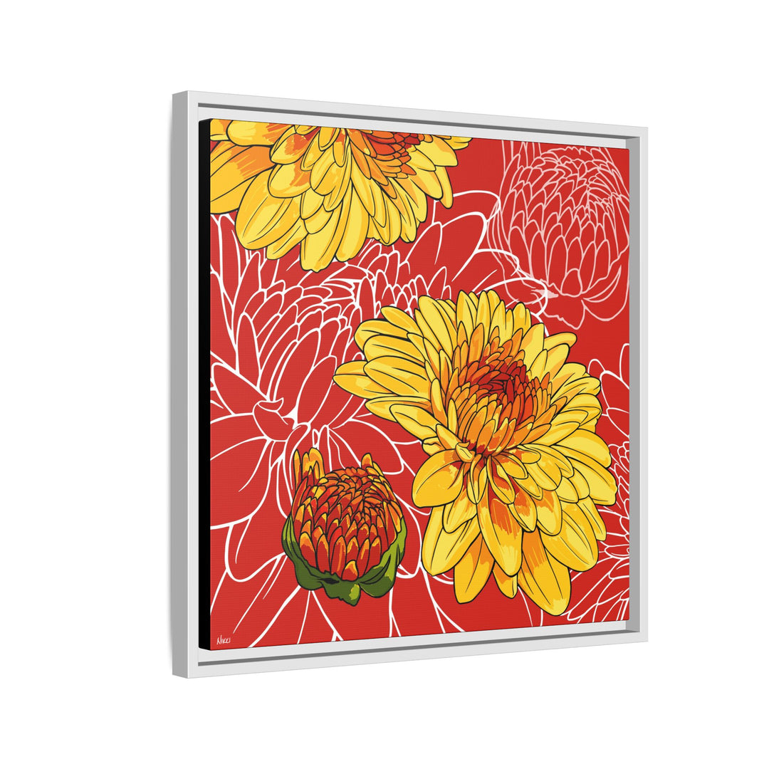 Chrysanthemum: November Birth Month Flower — Framed Canvas Print Wall Art