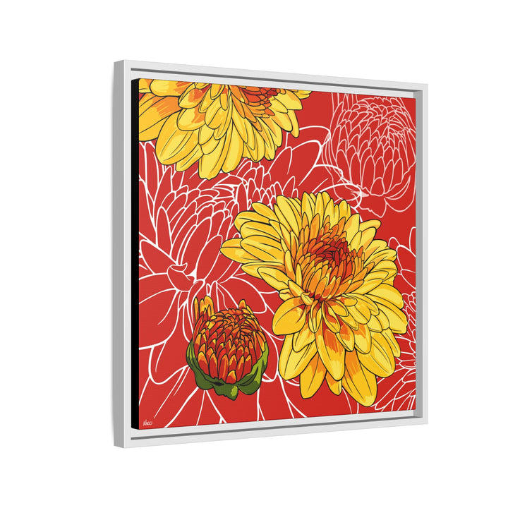 Chrysanthemum: November Birth Month Flower — Framed Canvas Print Wall Art