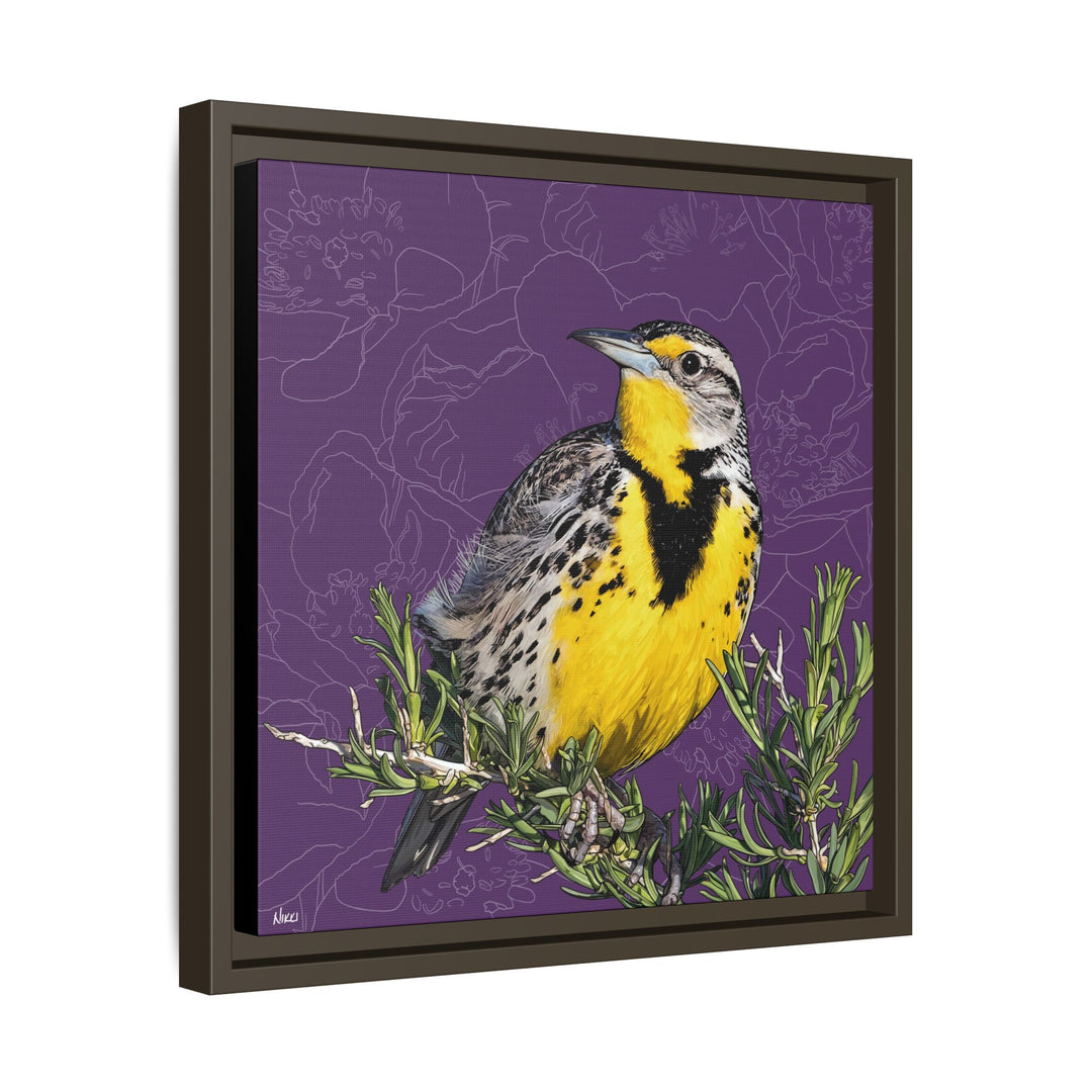 Western Meadowlark: North Dakota State Bird — Framed Canvas Print