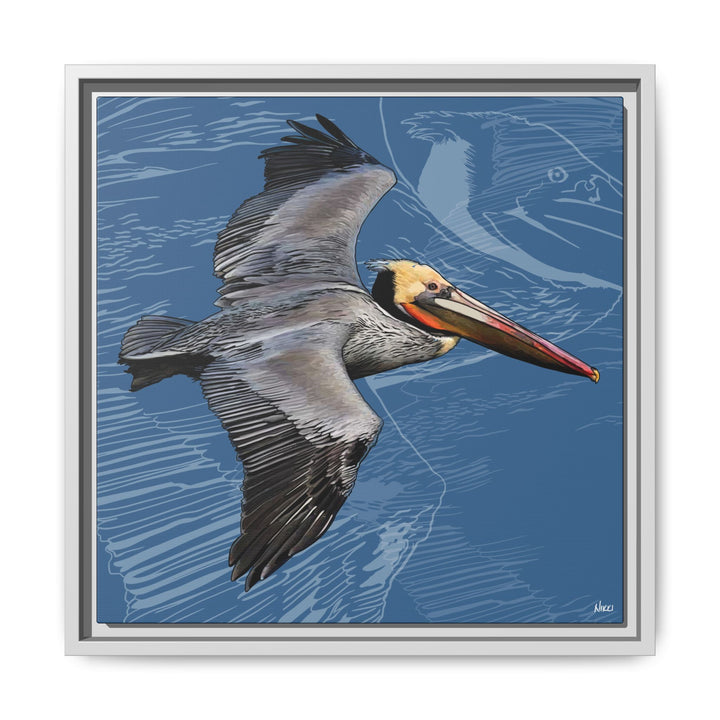 Brown Pelican: Louisiana State Bird  —  Framed Canvas Print