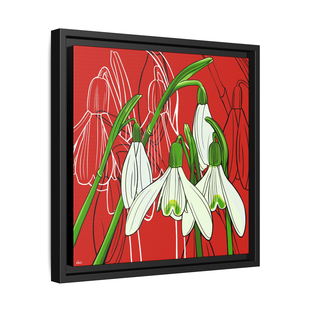 Snowdrop: January Birth Month Flower — Framed Canvas Print Wall Art