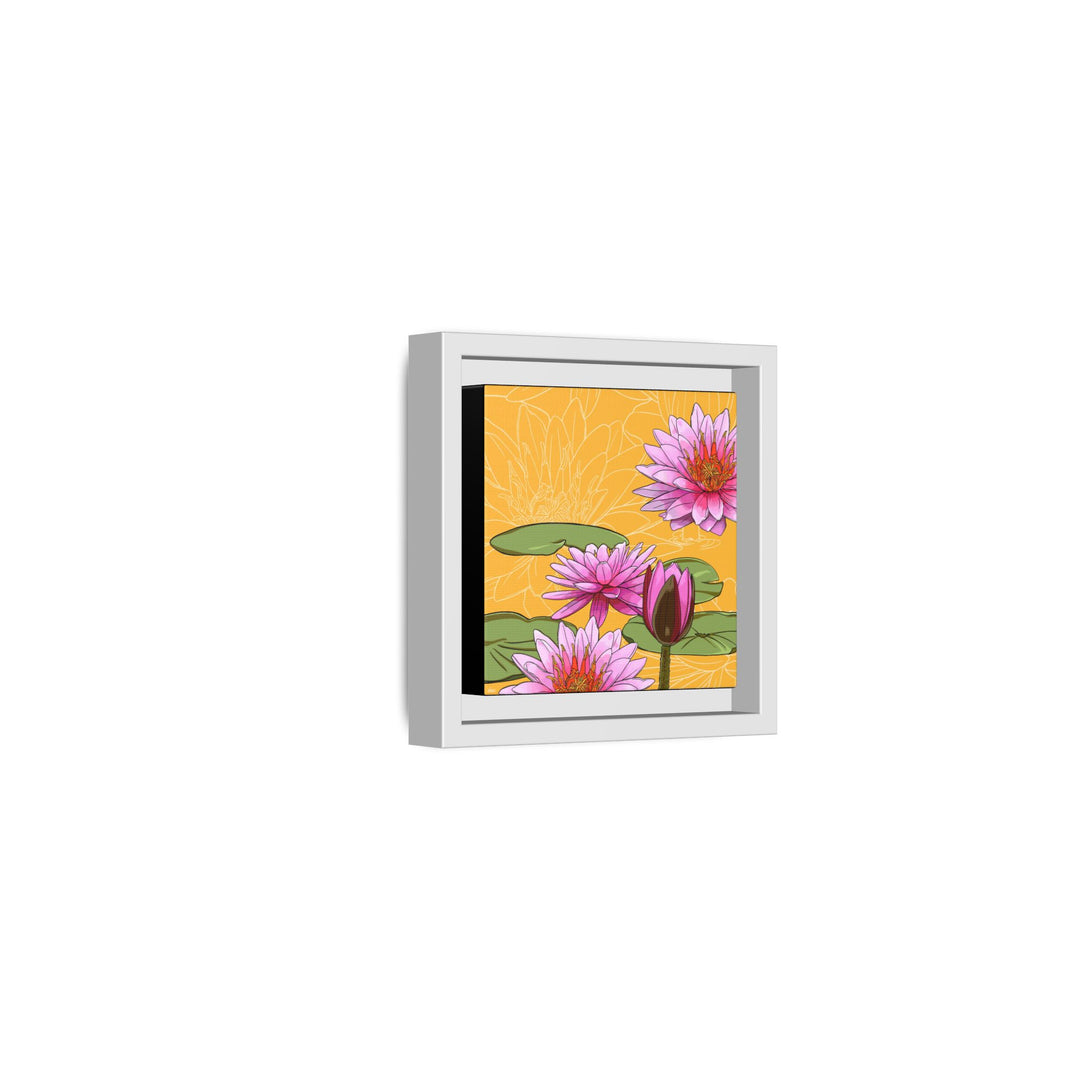 Water Lily: July Birth Month Flower — Framed Canvas Print Wall Art