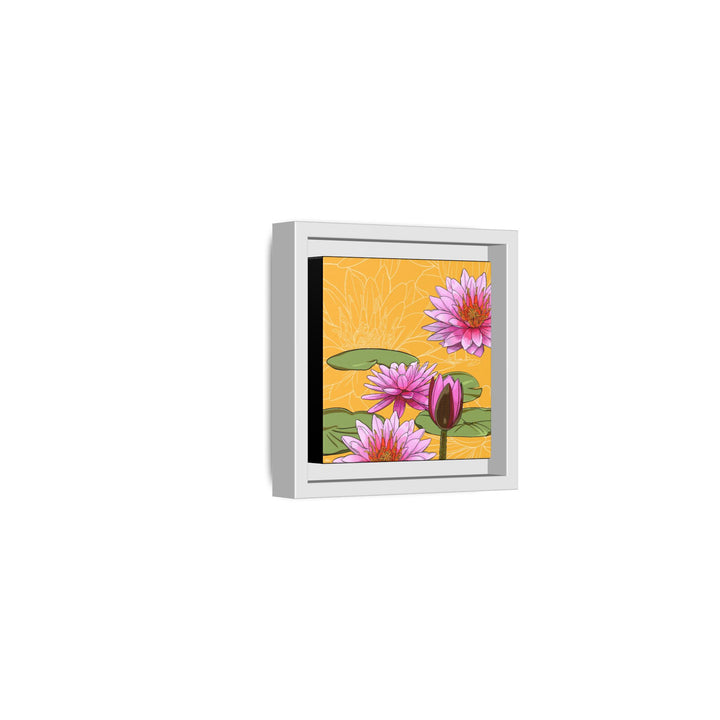 Water Lily: July Birth Month Flower — Framed Canvas Print Wall Art