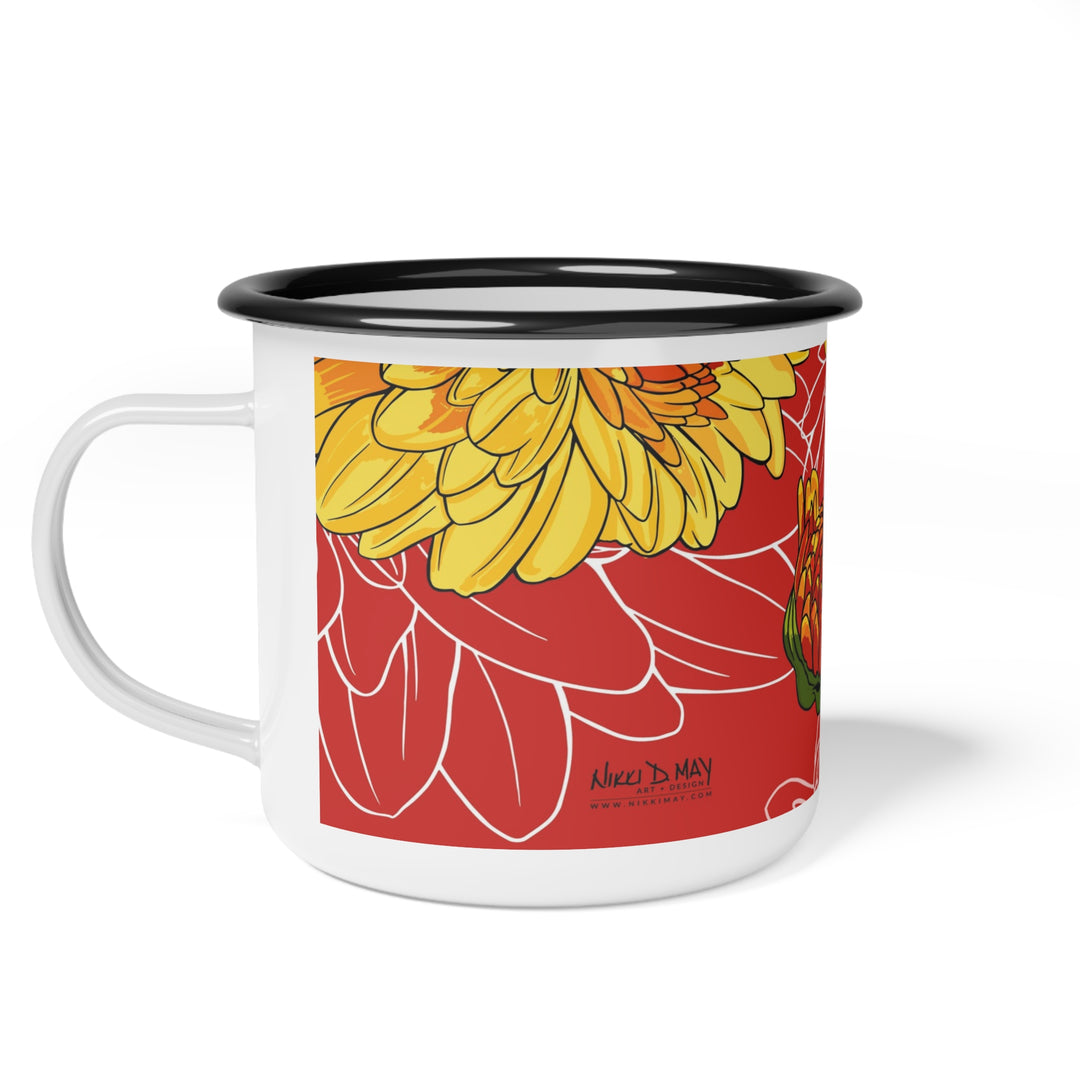 Chrysanthemum Enamel Camp Mug — November Birth Month Flower