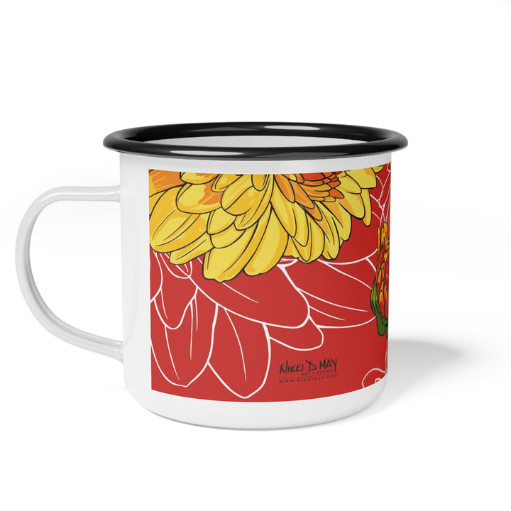 Chrysanthemum Enamel Camp Mug — November Birth Month Flower