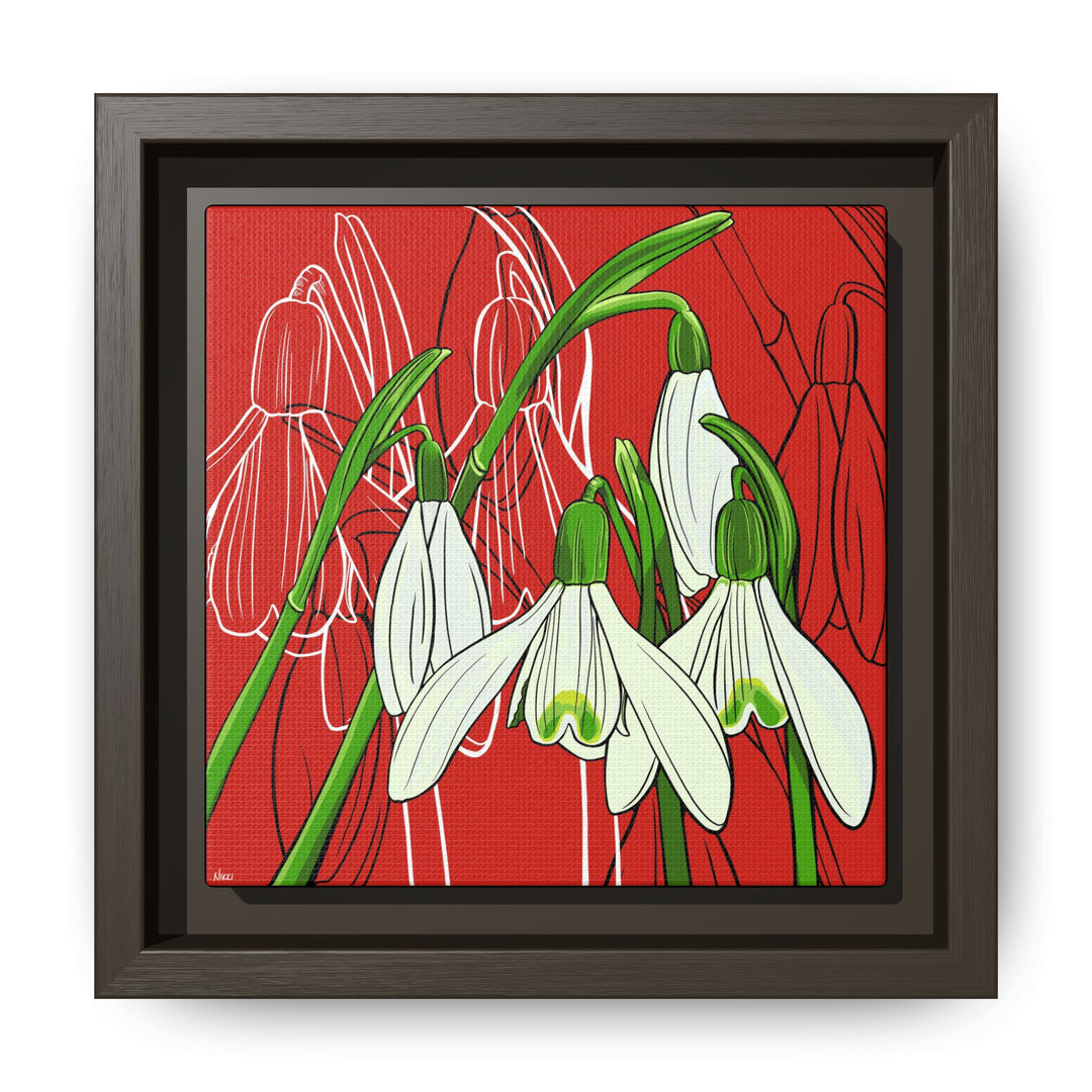 Snowdrop: January Birth Month Flower — Framed Canvas Print Wall Art