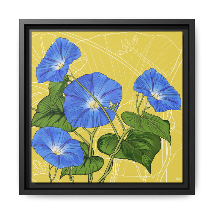 Blue Morning Glory: September Birth Month Flower — Framed Canvas Print Wall Art