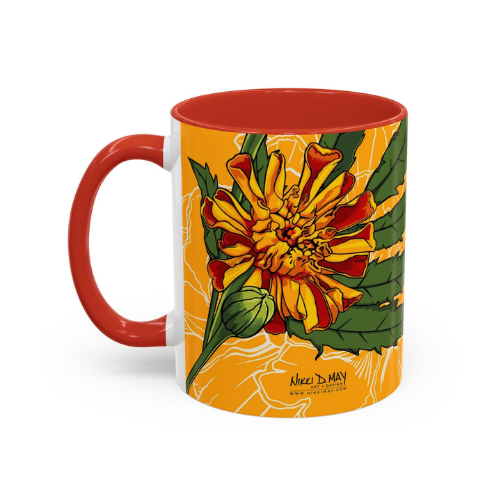 Marigold Ceramic Coffee Mug — October Birth Month Flower