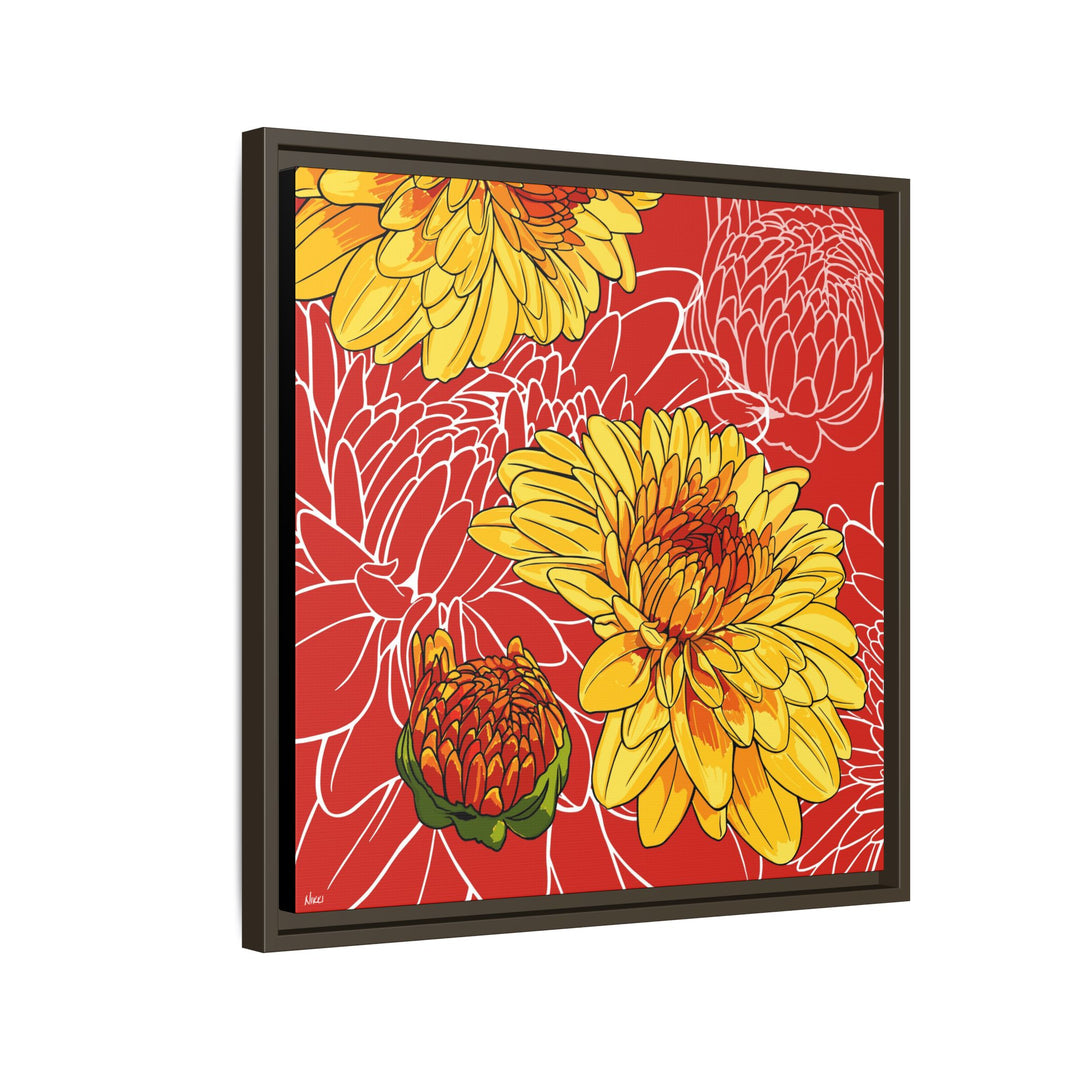 Chrysanthemum: November Birth Month Flower — Framed Canvas Print Wall Art