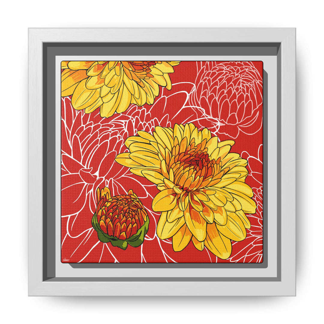 Chrysanthemum: November Birth Month Flower — Framed Canvas Print Wall Art