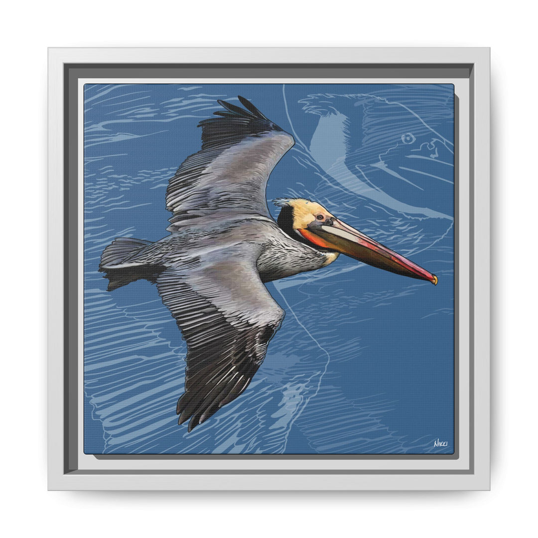 Brown Pelican: Louisiana State Bird  —  Framed Canvas Print