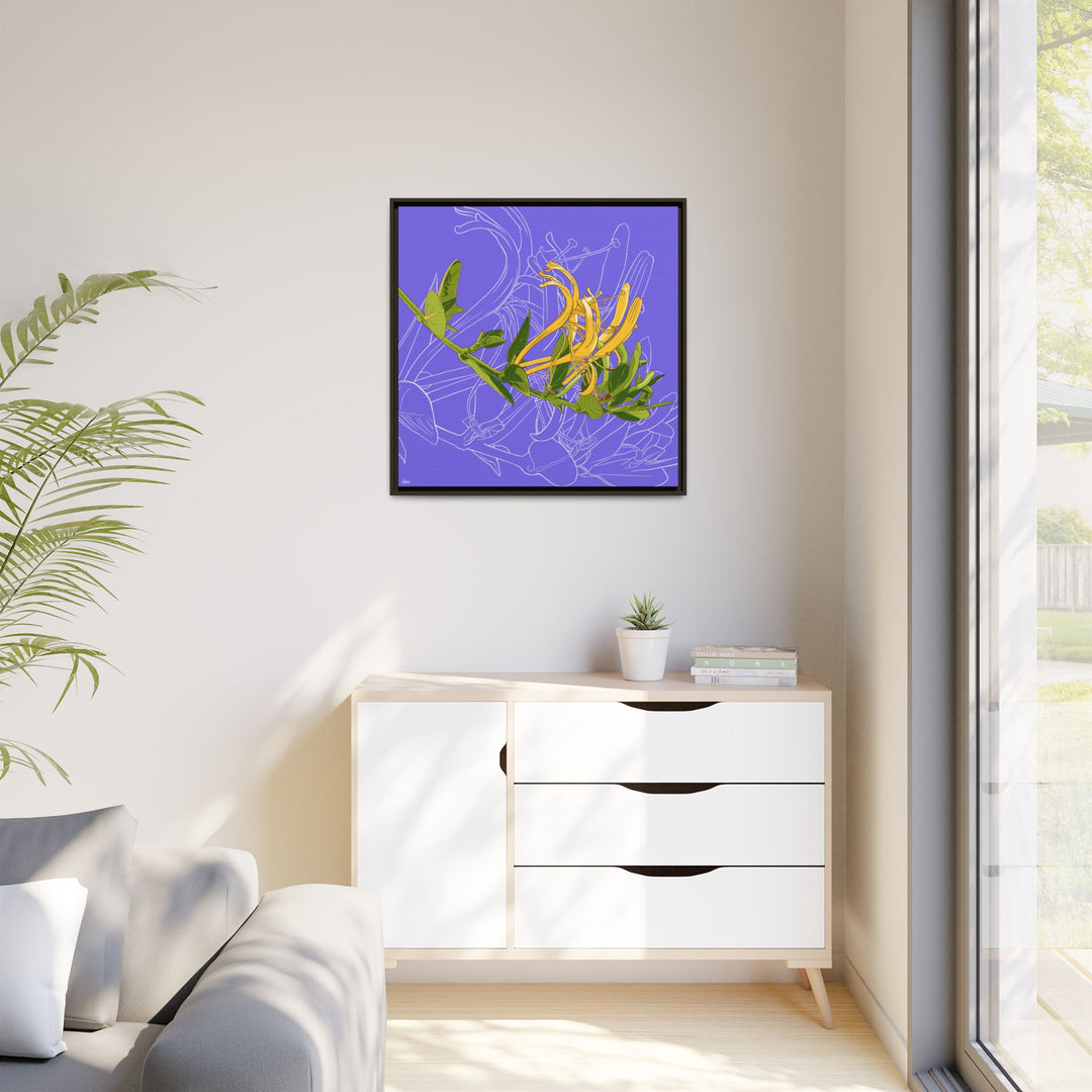 Honeysuckle: June Birth Month Flower — Framed Canvas Print Wall Art