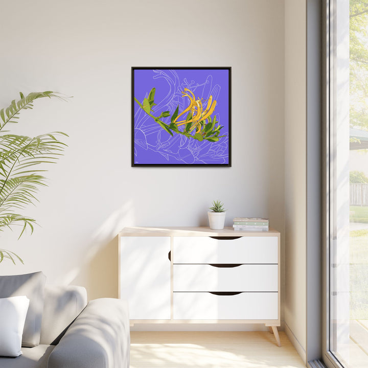 Honeysuckle: June Birth Month Flower — Framed Canvas Print Wall Art