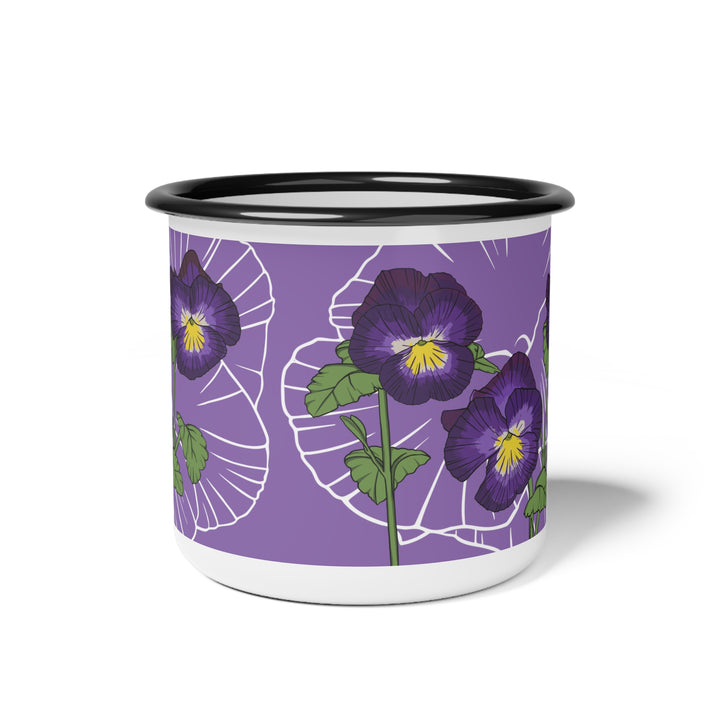 Violet Enamel Camp Cup — February Birth Month Flower