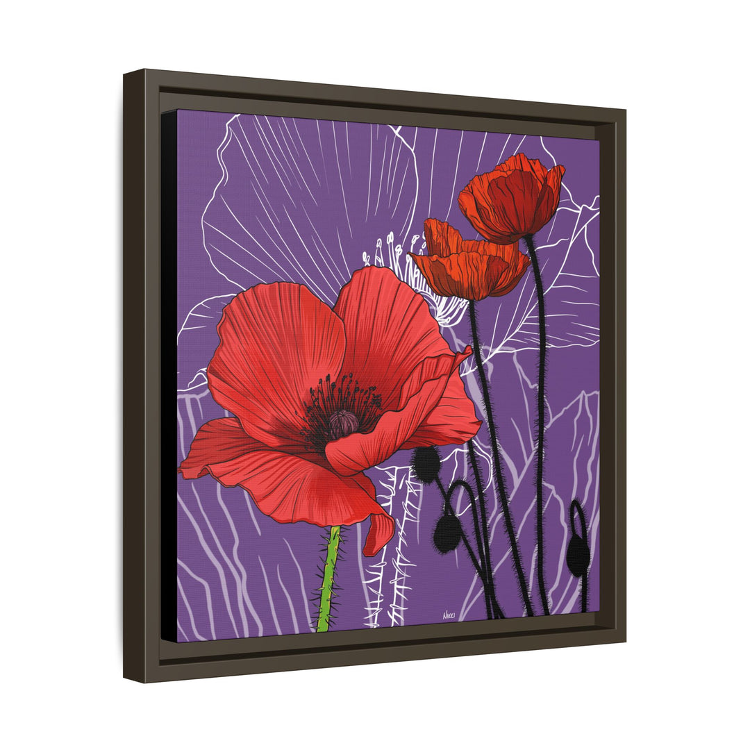 Poppy: August Birth Month Flower — Framed Canvas Print Wall Art