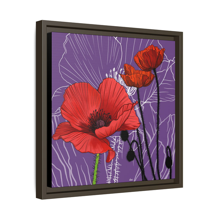 Poppy: August Birth Month Flower — Framed Canvas Print Wall Art