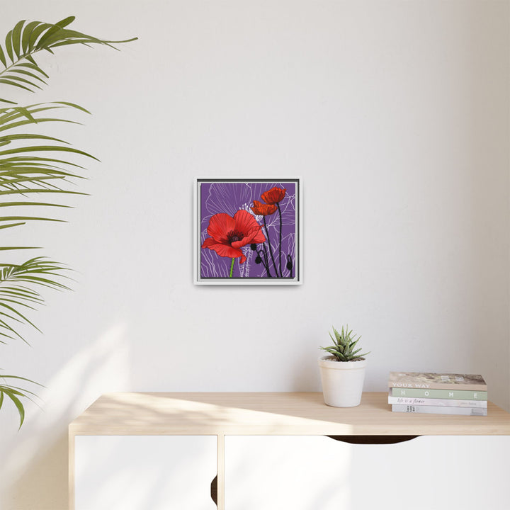 Poppy: August Birth Month Flower — Framed Canvas Print Wall Art