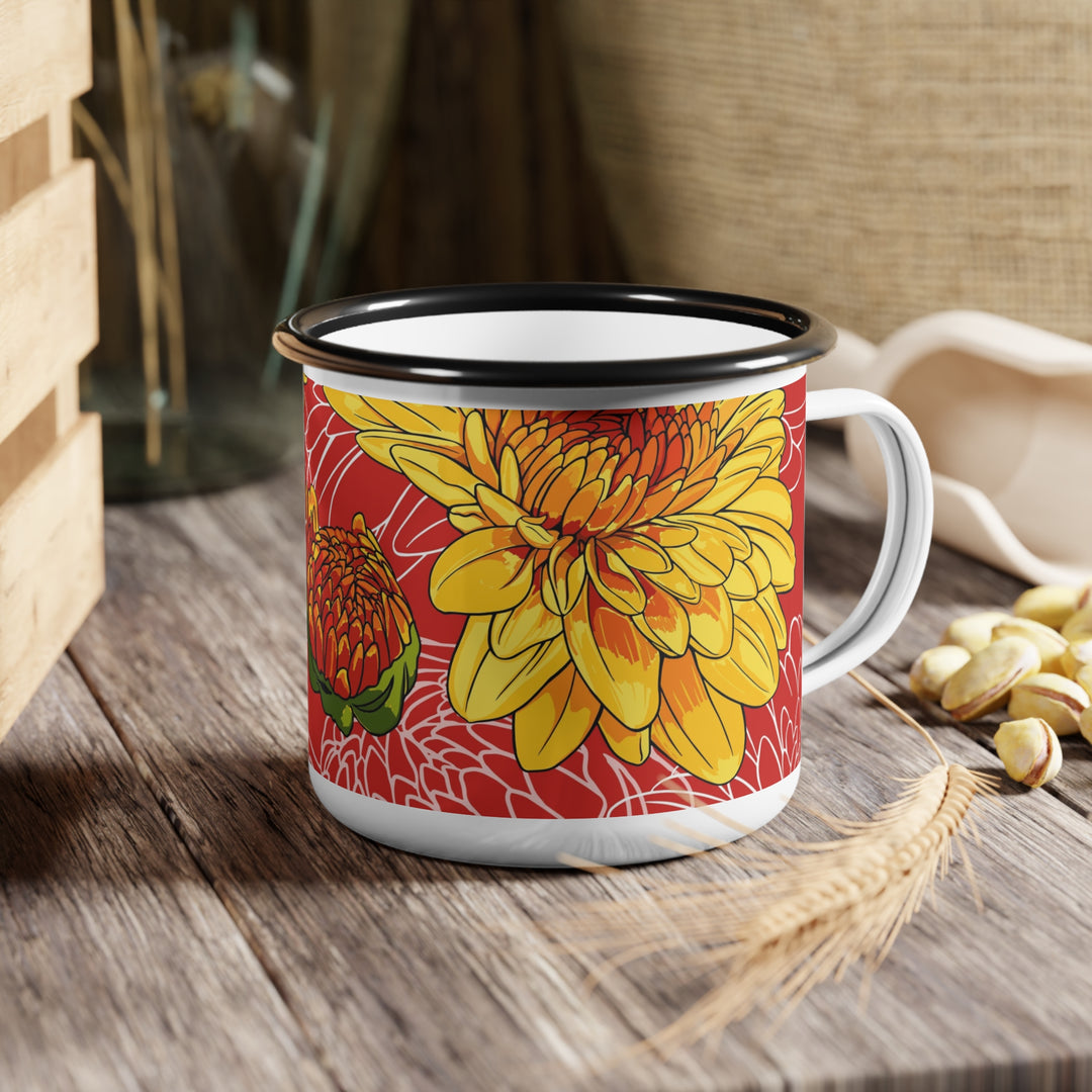 Chrysanthemum Enamel Camp Mug — November Birth Month Flower