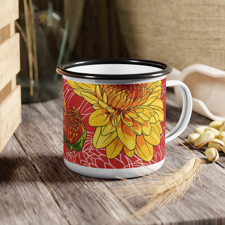 Chrysanthemum Enamel Camp Mug — November Birth Month Flower
