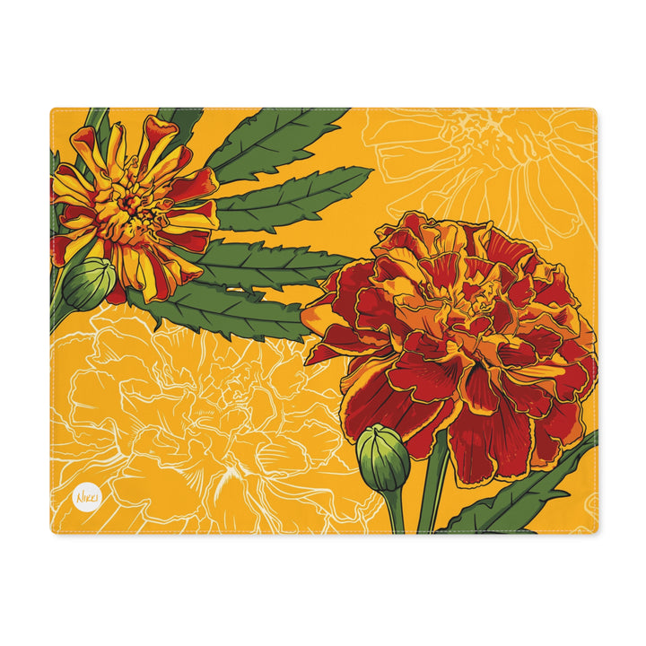 Marigold Cotton Twill Placemat — October Birth Month Flower