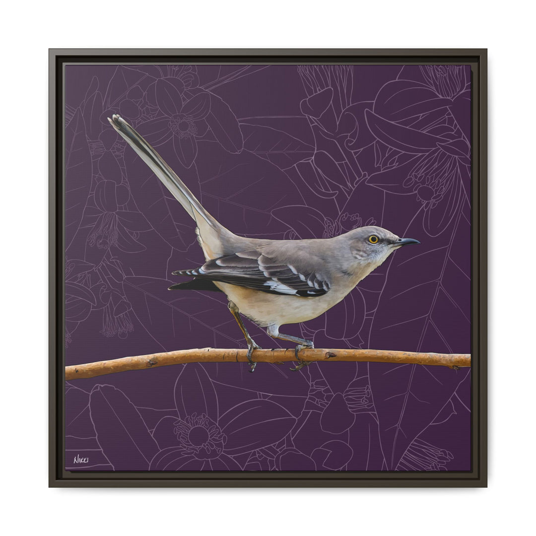 Northern Mockingbird: Florida State Bird — Framed Canvas Print Wall Art