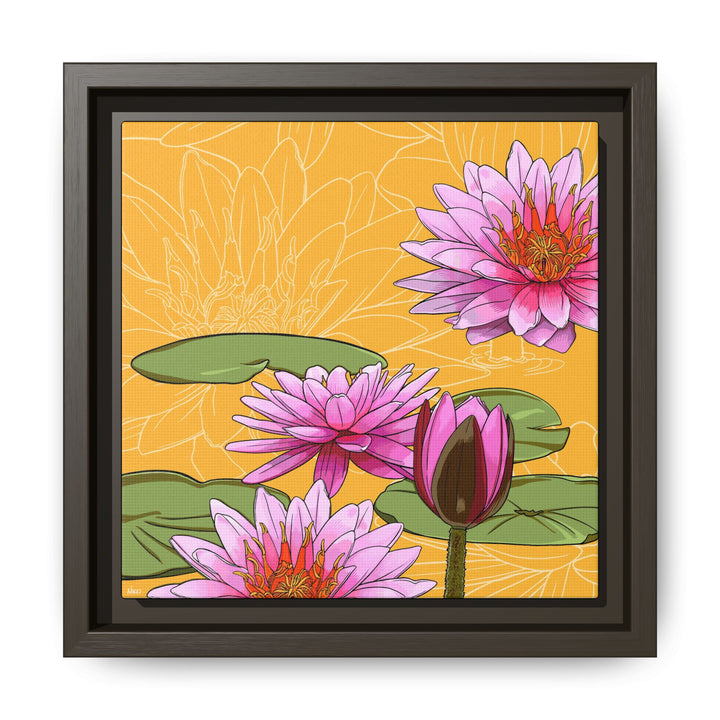 Water Lily: July Birth Month Flower — Framed Canvas Print Wall Art