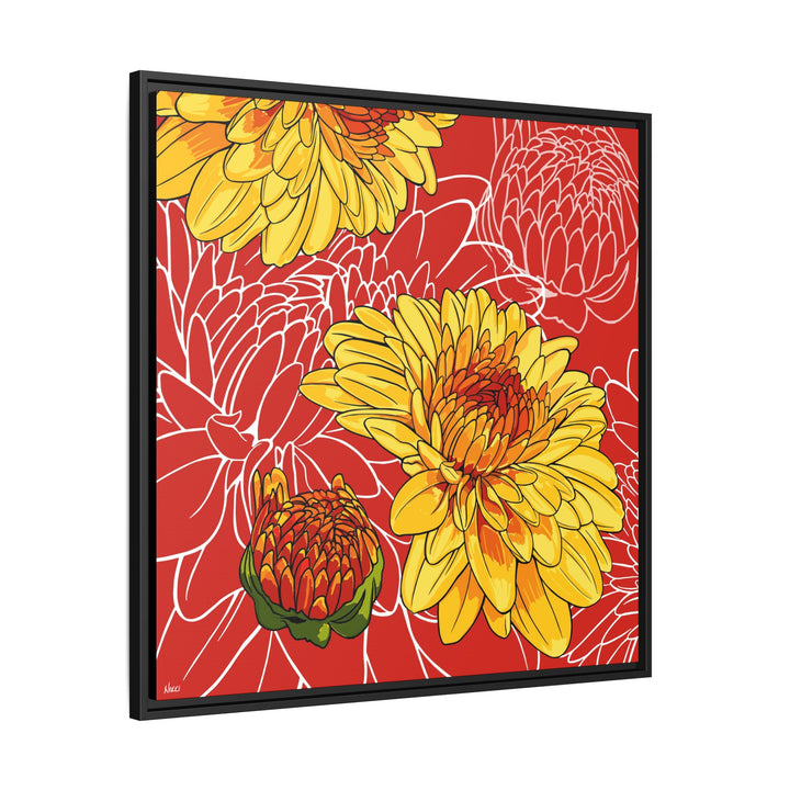 Chrysanthemum: November Birth Month Flower — Framed Canvas Print Wall Art