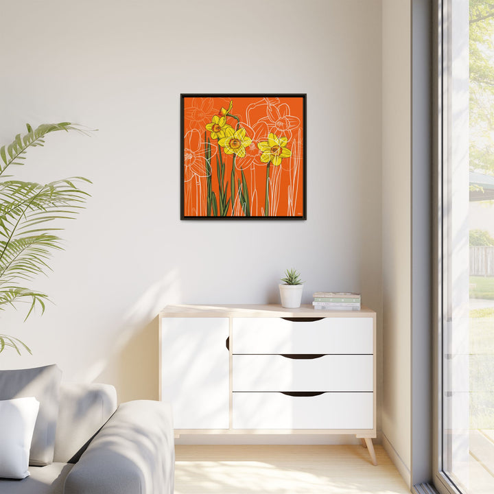 Daffodil: March Birth Month Flower — Framed Canvas Print Wall Art