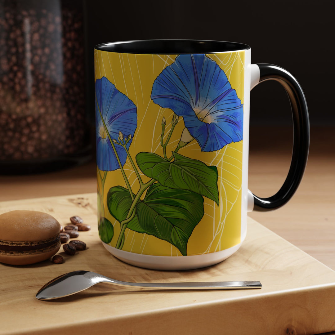 Blue Morning Glory Ceramic Coffee Mug — September Birth Month Flower