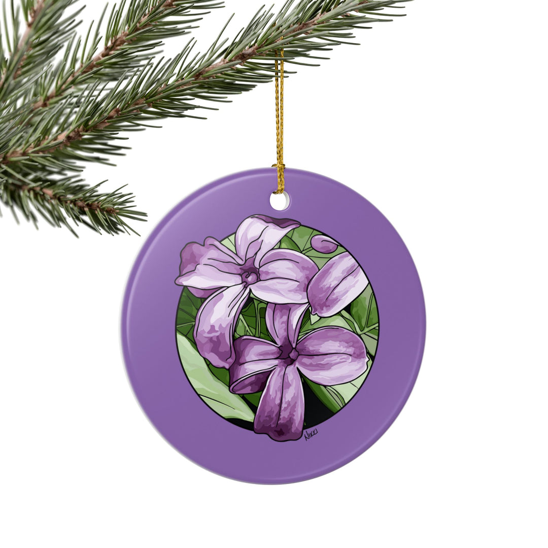 Lilac Floral Ceramic Ornament — Double-Sided