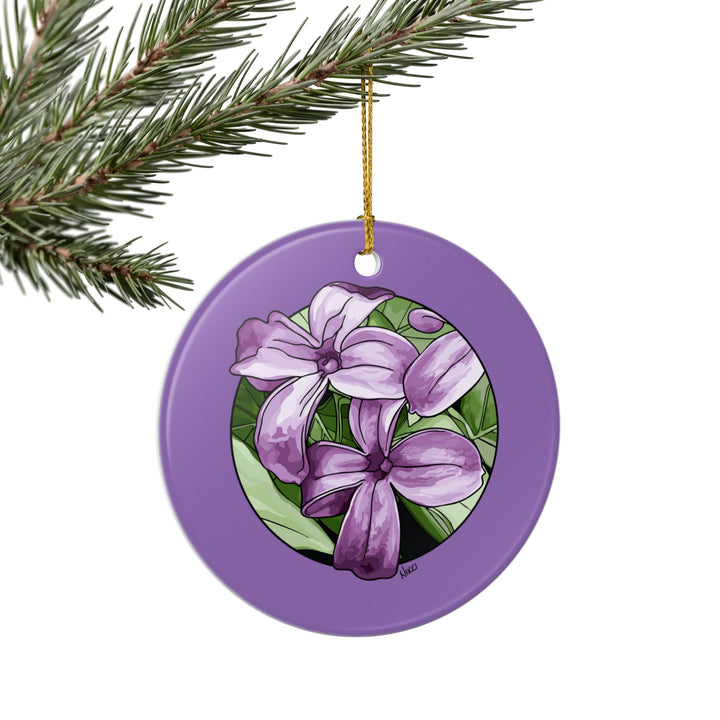 Lilac Floral Ceramic Ornament — Double-Sided