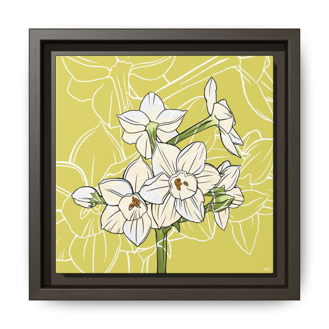 Paperwhite: December Birth Month Flower — Framed Canvas Print Wall Art