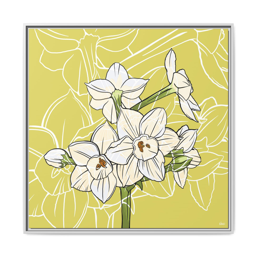 Paperwhite: December Birth Month Flower — Framed Canvas Print Wall Art