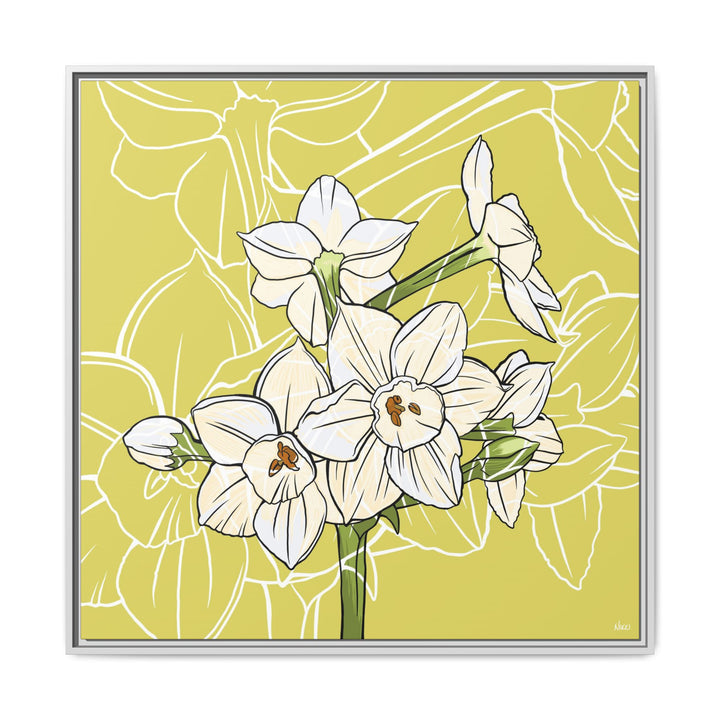 Paperwhite: December Birth Month Flower — Framed Canvas Print Wall Art