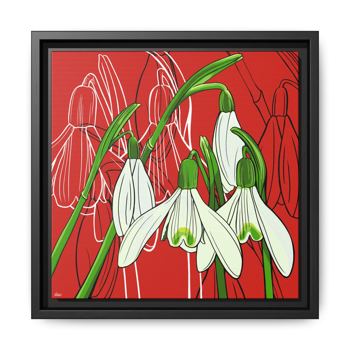Snowdrop: January Birth Month Flower — Framed Canvas Print Wall Art