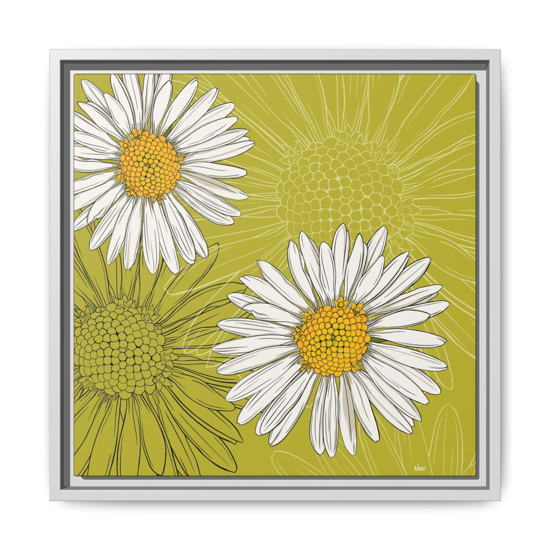 Daisy: April Birth Month Flower — Framed Canvas Print Wall Art