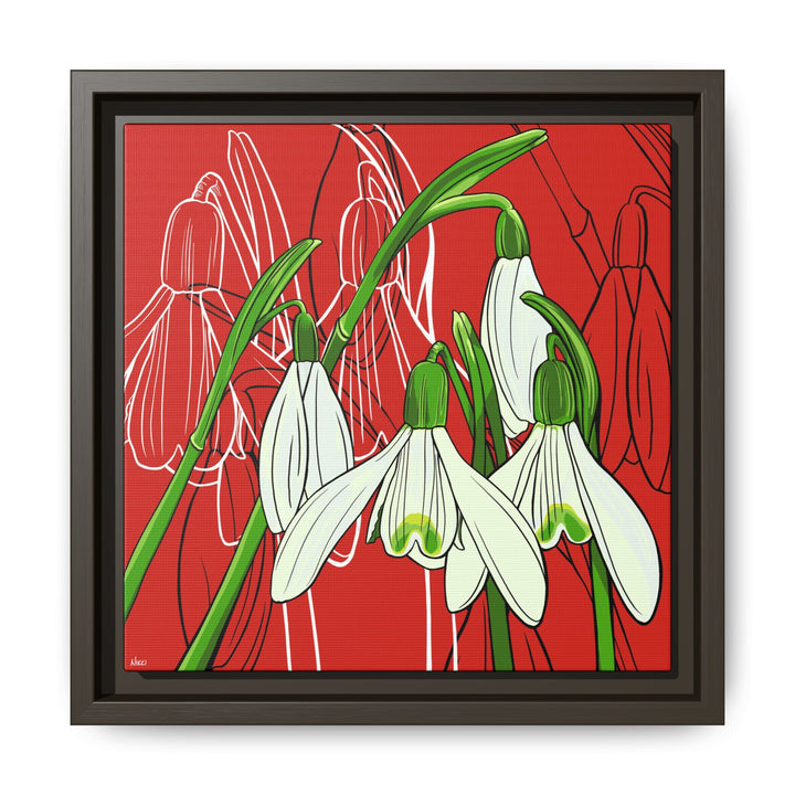 Snowdrop: January Birth Month Flower — Framed Canvas Print Wall Art