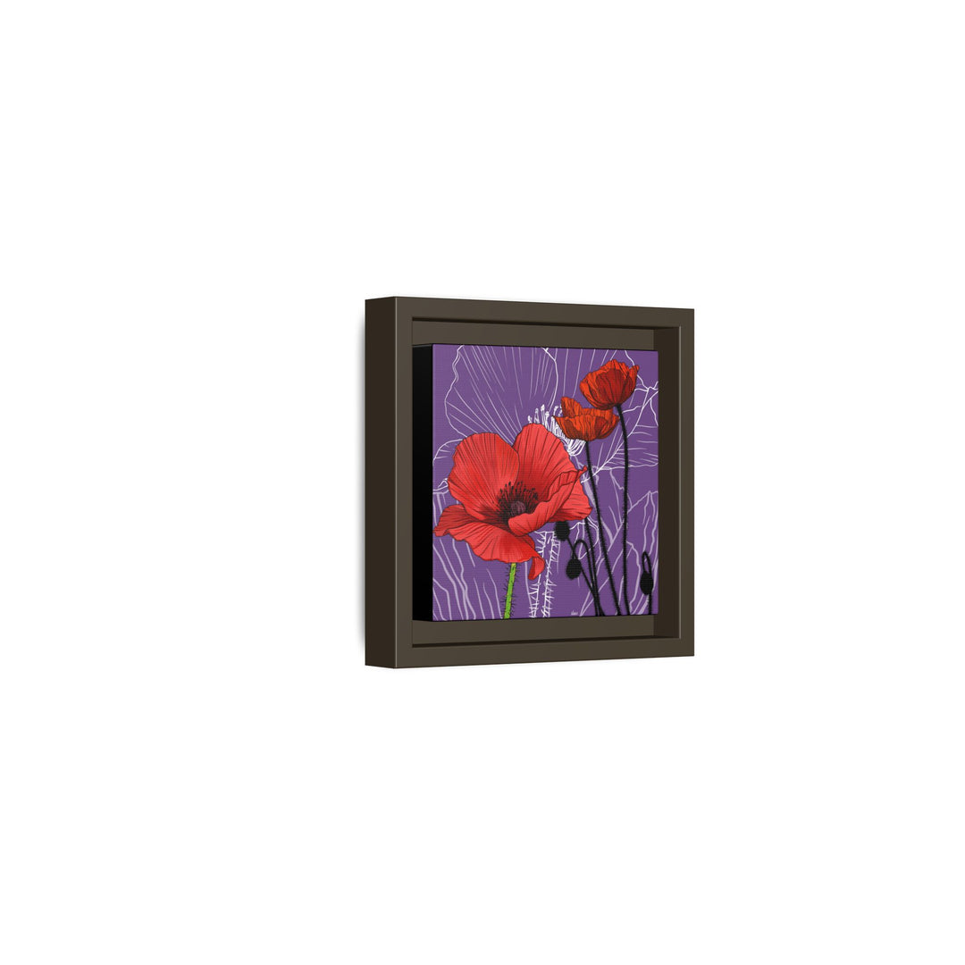 Poppy: August Birth Month Flower — Framed Canvas Print Wall Art